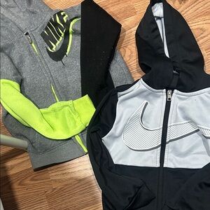 Nike Kids' Black, Gray, and Neon Green Hoodies Bundle 3T